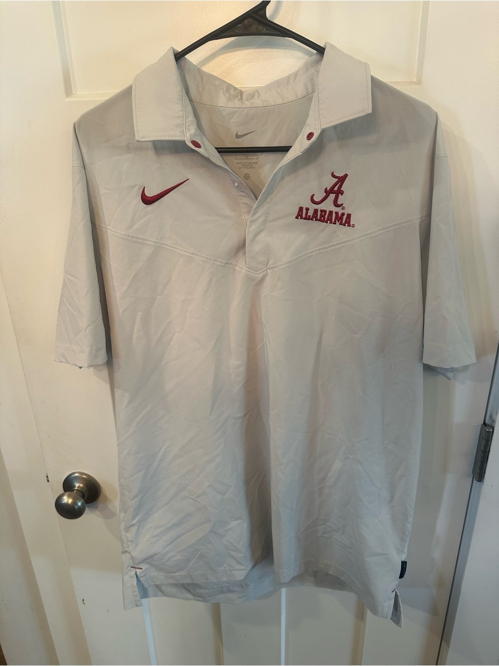 Alabama Crimson Tide NCAA Football Nike White Red Polo Shirt Men's Size Large
